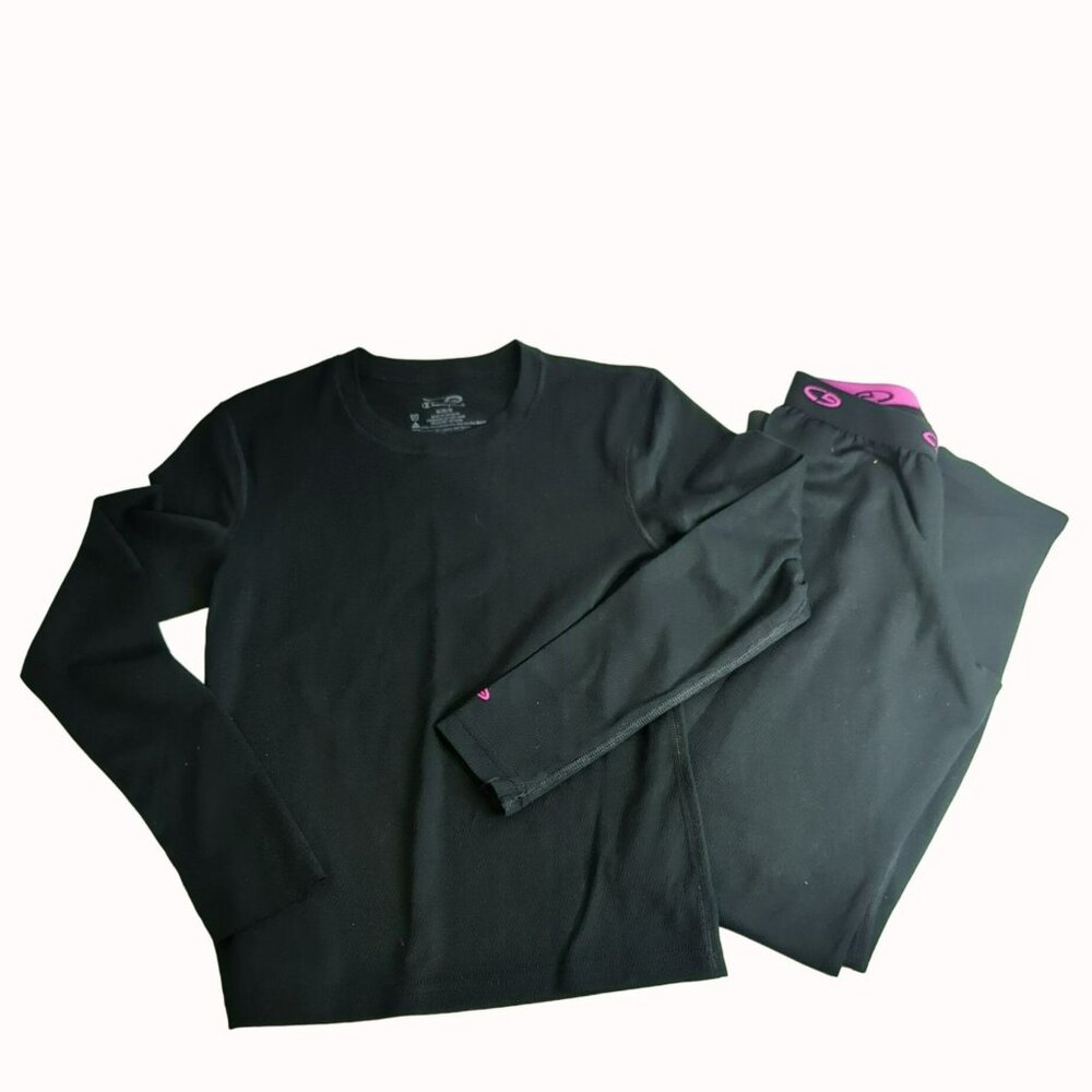 Champion C9 Boys Base Layer Shirt/Pants Size M Youth Black Performance